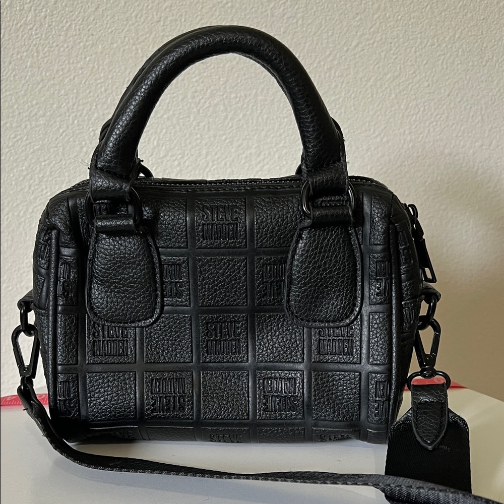 Steve Madden Black Embossed Mini Satchel - Picture 3 of 12